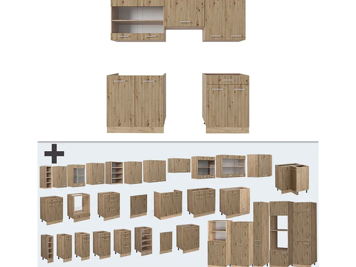 Mueble de cocina roble artesanal/roble dorado 200x60x81.6 r-line