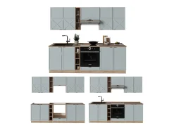 Mueble de cocina roble azul claro/gris dorado 235x60x81.6 fame-line