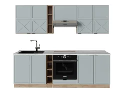 Mueble de cocina roble azul claro/gris dorado 235x60x81.6 fame-line