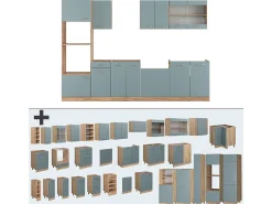 Mueble de cocina roble azul-gris-dorado 300x46x81.6 r-line