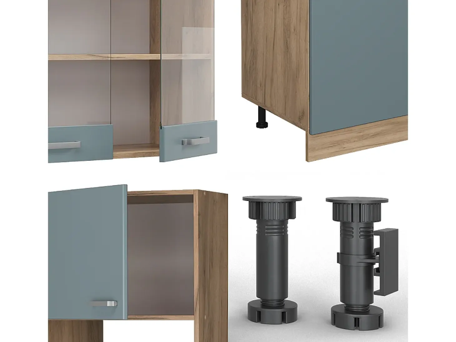 Mueble de cocina roble azul-gris-dorado 300x60x81.6 r-line