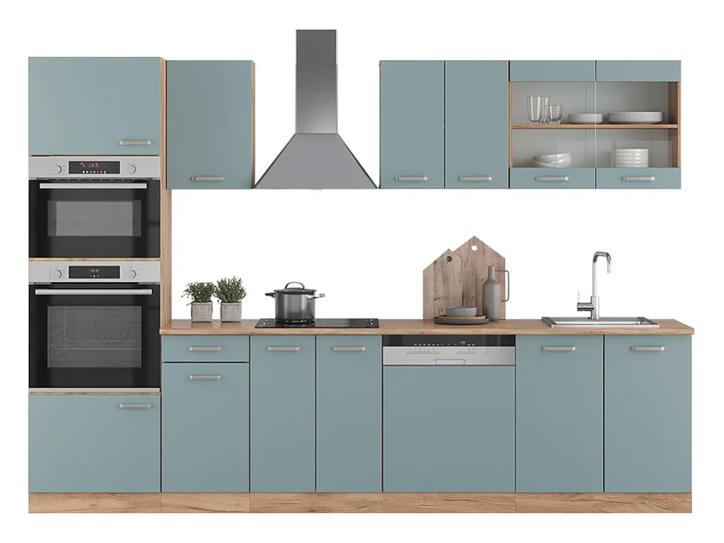 Mueble de cocina roble azul-gris-dorado 300x60x81.6 r-line