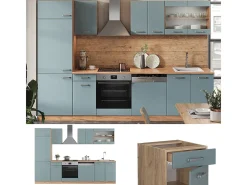 Mueble de cocina roble azul-gris-dorado 300x46x81.6 r-line