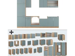 Mueble de cocina roble azul-gris-dorado 300x46x81.6 r-line