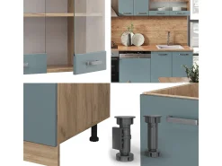 Mueble de cocina roble azul-gris-dorado 300x46x81.6 r-line