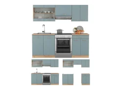 Mueble de cocina roble azul-gris-dorado 200x46x81.6 r-line