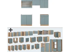 Mueble de cocina roble azul-gris-dorado 200x60x81.6 r-line