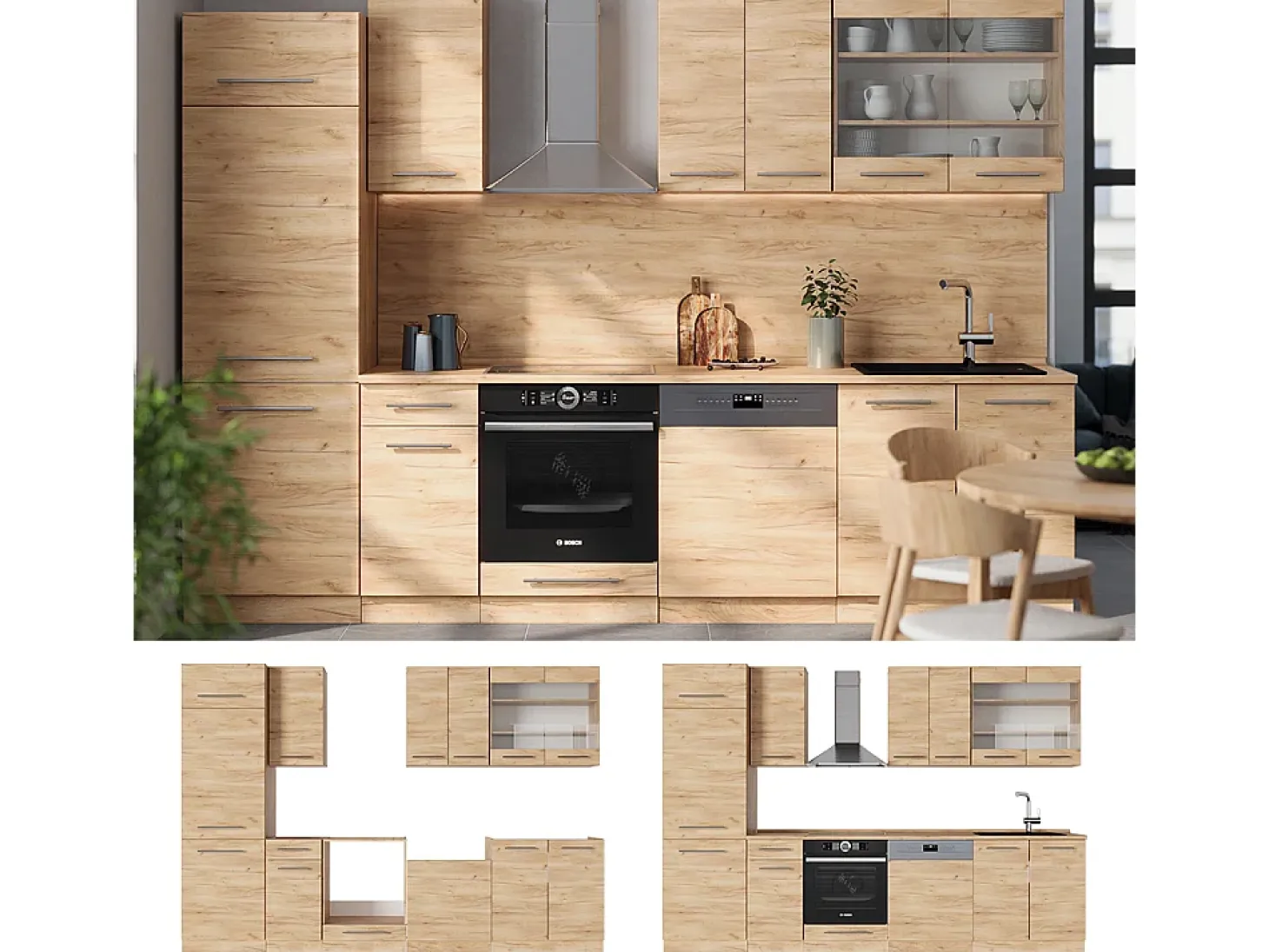Mueble de cocina roble dorado 300x60x81.6 fame-line