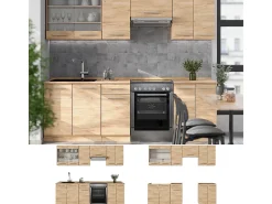 Mueble de cocina roble dorado 240x46x81.6 fame-line