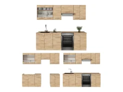 Mueble de cocina roble dorado 240x46x81.6 fame-line