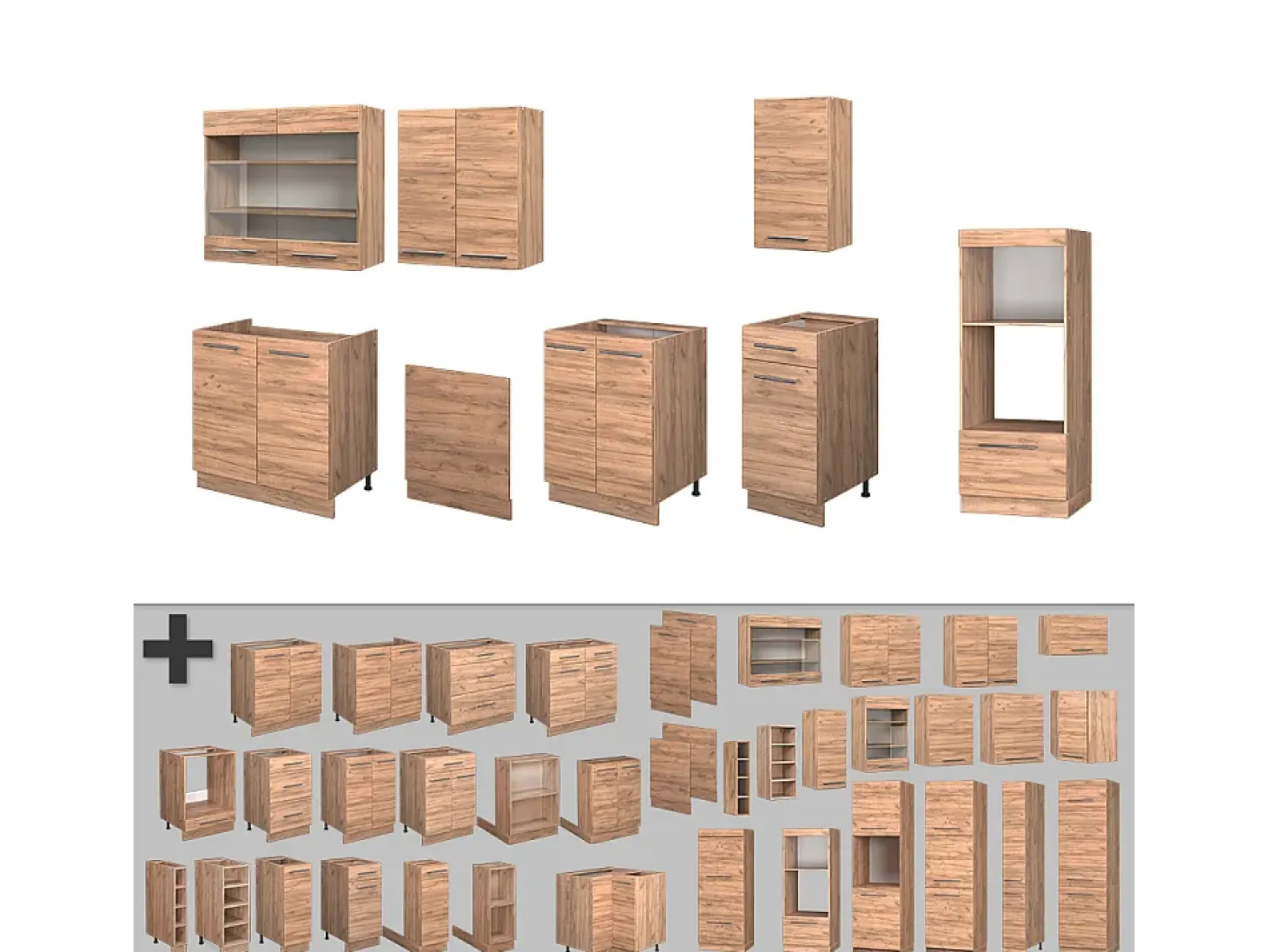 Mueble de cocina roble dorado 300x46x81.6 fame-line