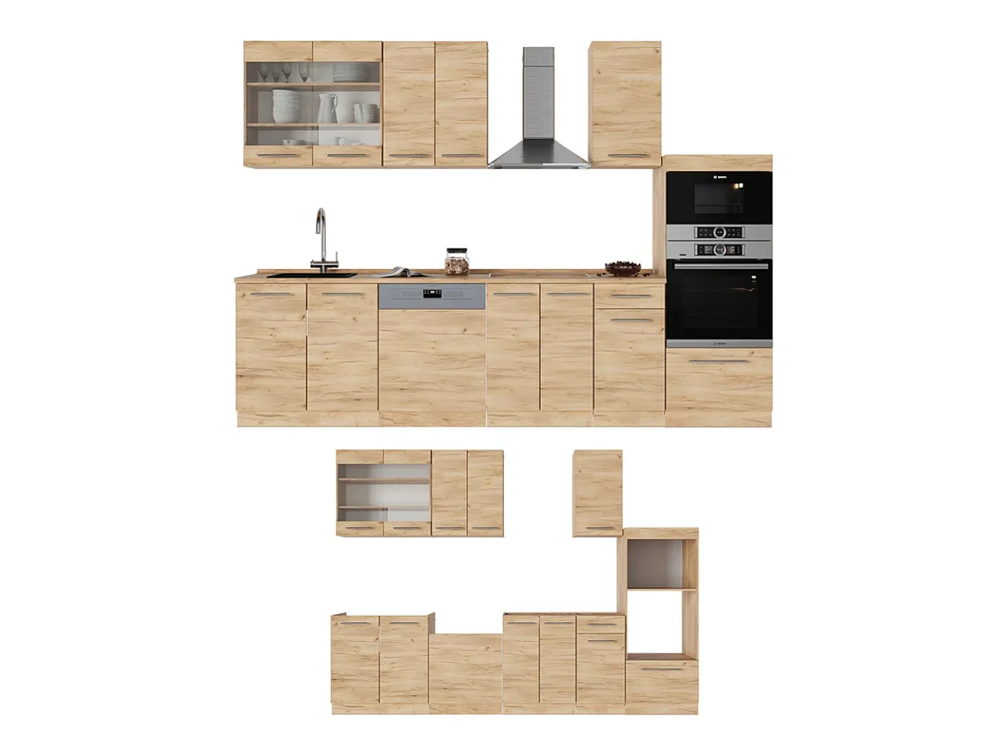Mueble de cocina roble dorado 300x46x81.6 fame-line