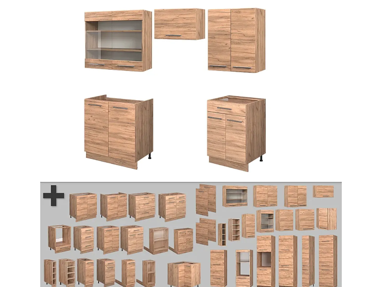 Mueble de cocina roble dorado 200x60x81.6 fame-line