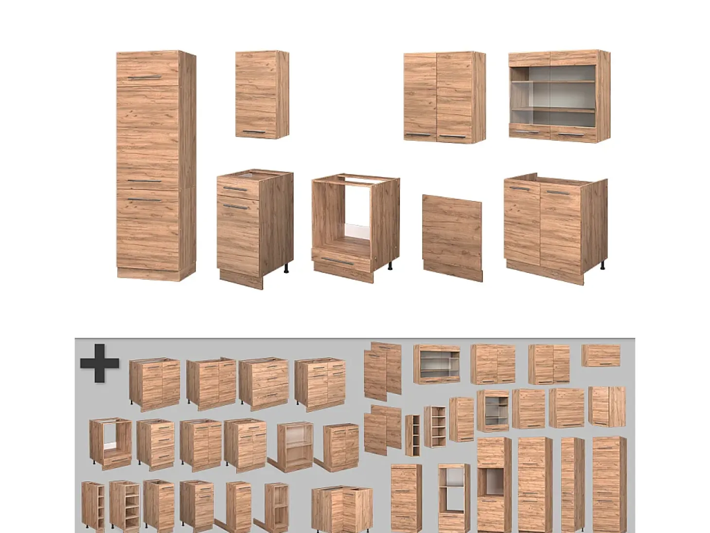 Mueble de cocina roble dorado 300x60x81.6 fame-line