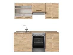 Mueble de cocina roble dorado 200x46x81.6 fame-line