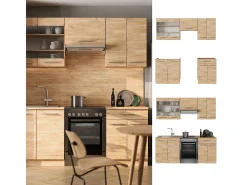 Mueble de cocina roble dorado 200x46x81.6 fame-line
