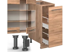 Mueble de cocina roble dorado 280x46x81.6 fame-line