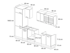Mueble de cocina roble negro/dorado de alto brillo 300x60x81.6 r-line