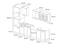 Mueble de cocina roble negro/dorado de alto brillo 300x60x81.6 r-line