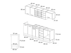 Mueble de cocina rojo brillo intenso/blanco 240x60x81.6 r-line