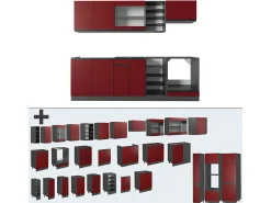 Mueble de cocina rojo/antracita 240x46x81.6 r-line