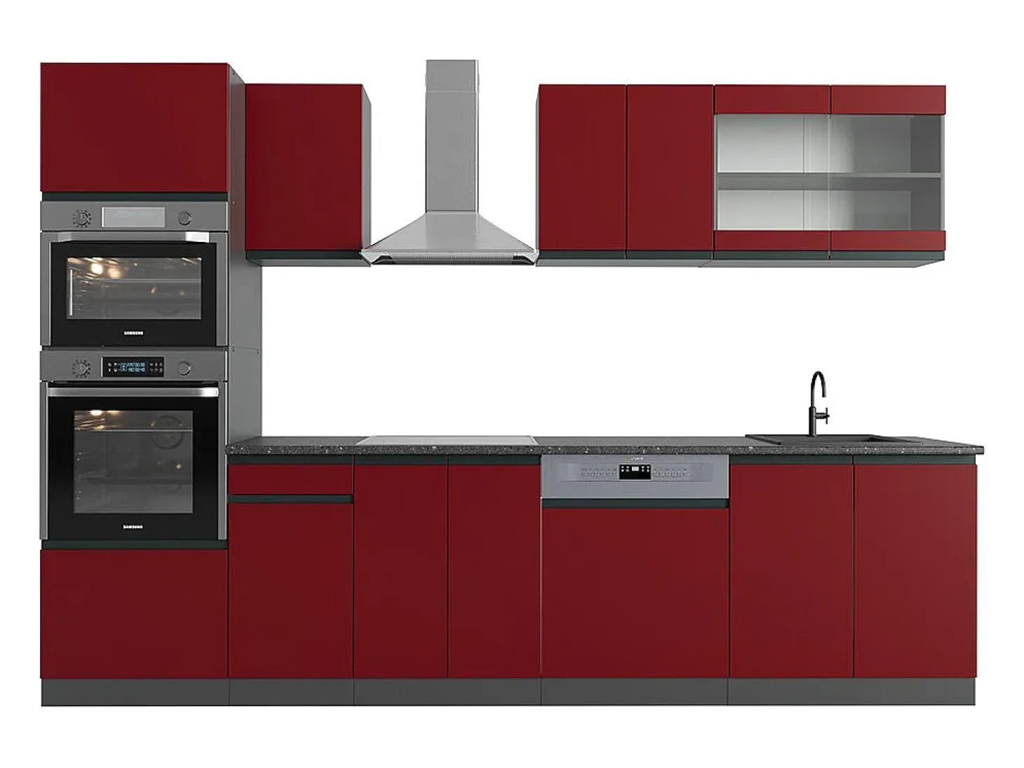 Mueble de cocina rojo/antracita 300x46x81.6 r-line