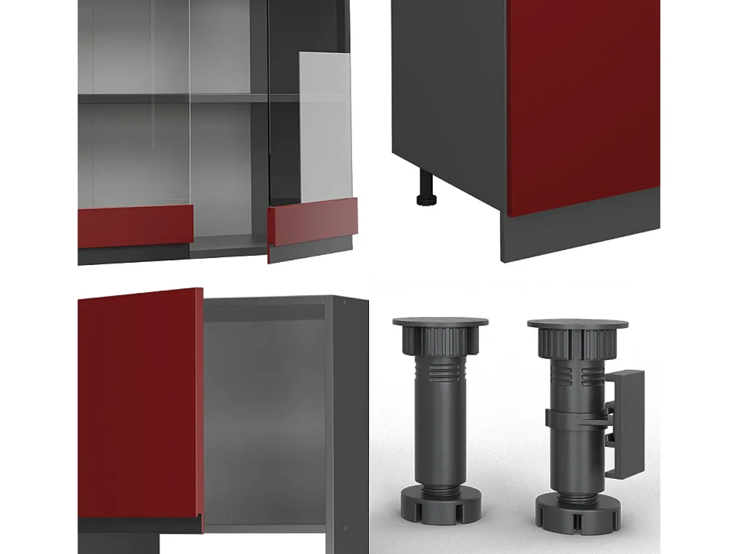 Mueble de cocina rojo/antracita 300x46x81.6 r-line