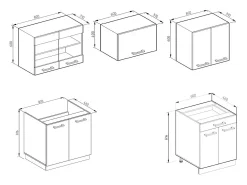 Mueble de cocina rojo/antracita 200x46x81.6 r-line
