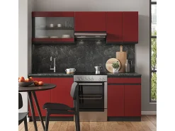 Mueble de cocina rojo/antracita 200x60x81.6 r-line