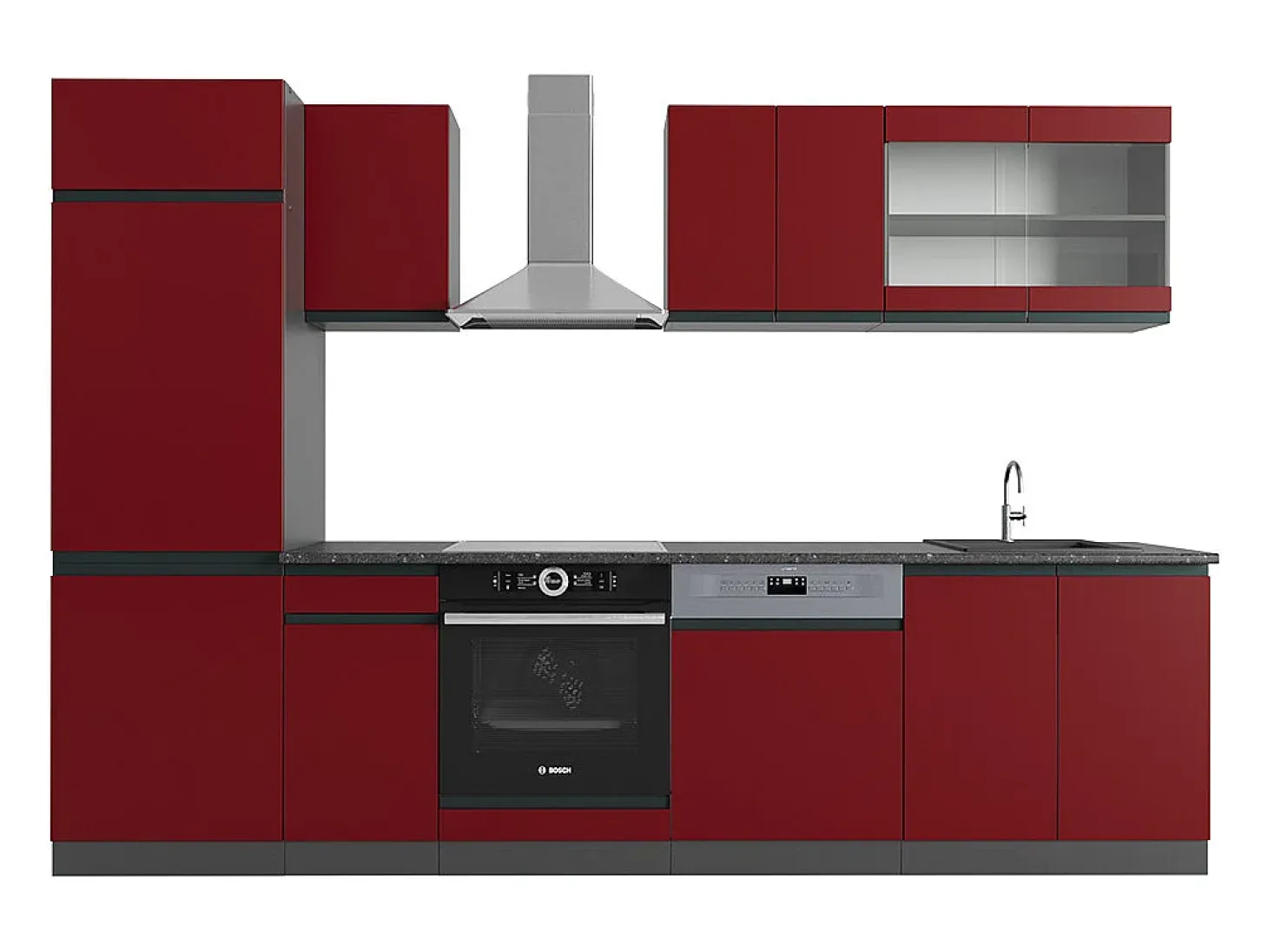 Mueble de cocina rojo/antracita 300x46x81.6 r-line