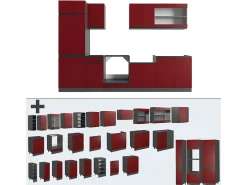 Mueble de cocina rojo/antracita 300x46x81.6 r-line