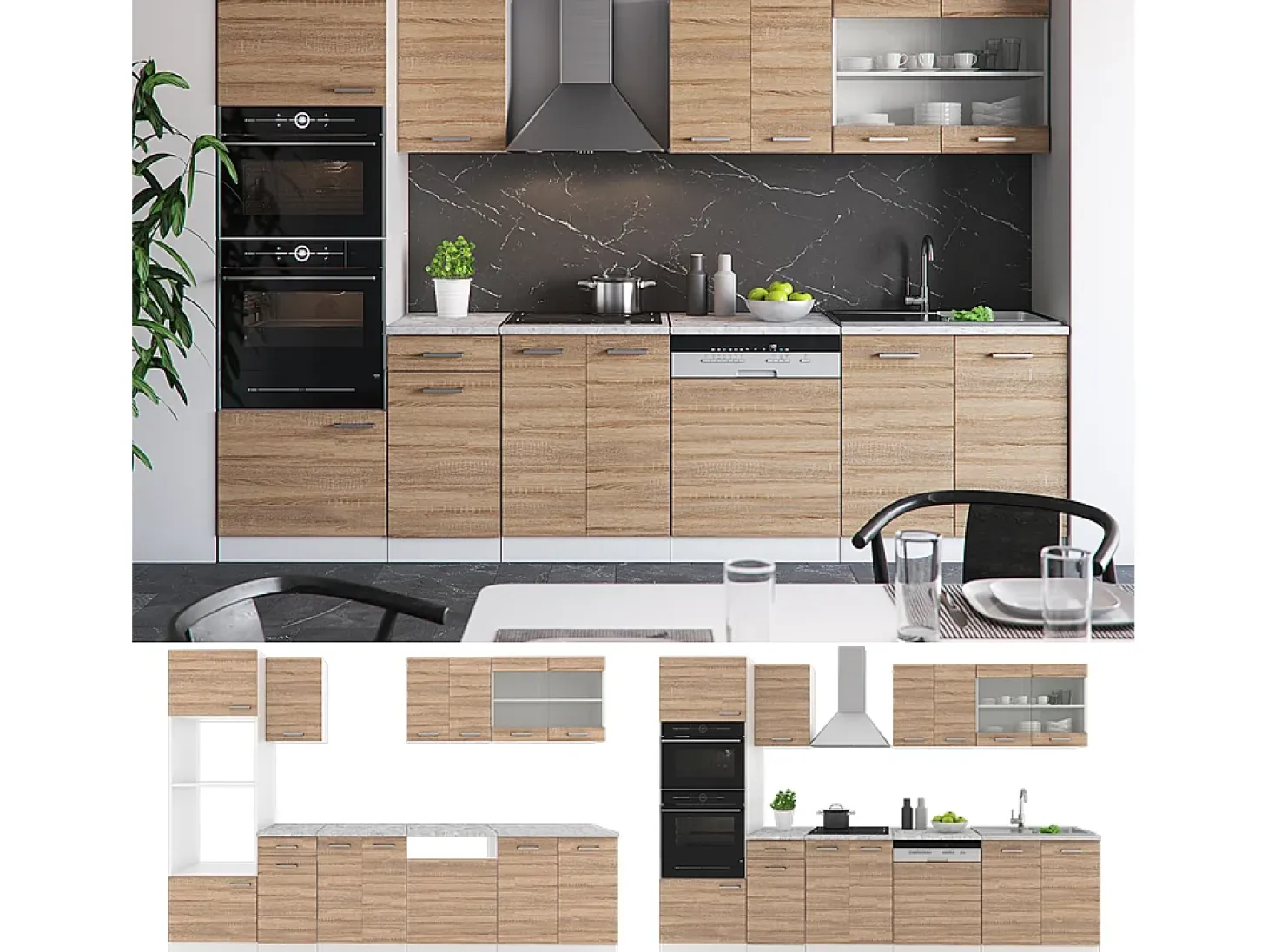 Mueble de cocina sonoma 300x46x81.6 r-line