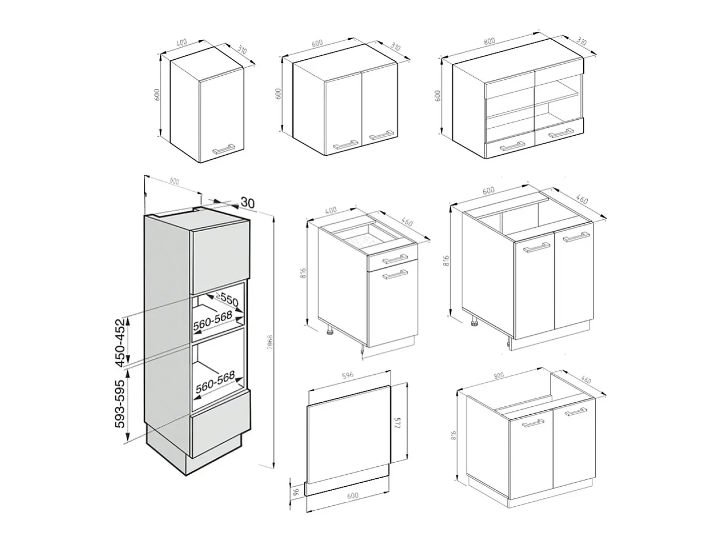 Mueble de cocina sonoma 300x46x81.6 r-line