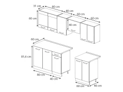 Mueble de cocina sonoma/blanco 240x60x81.6 raul