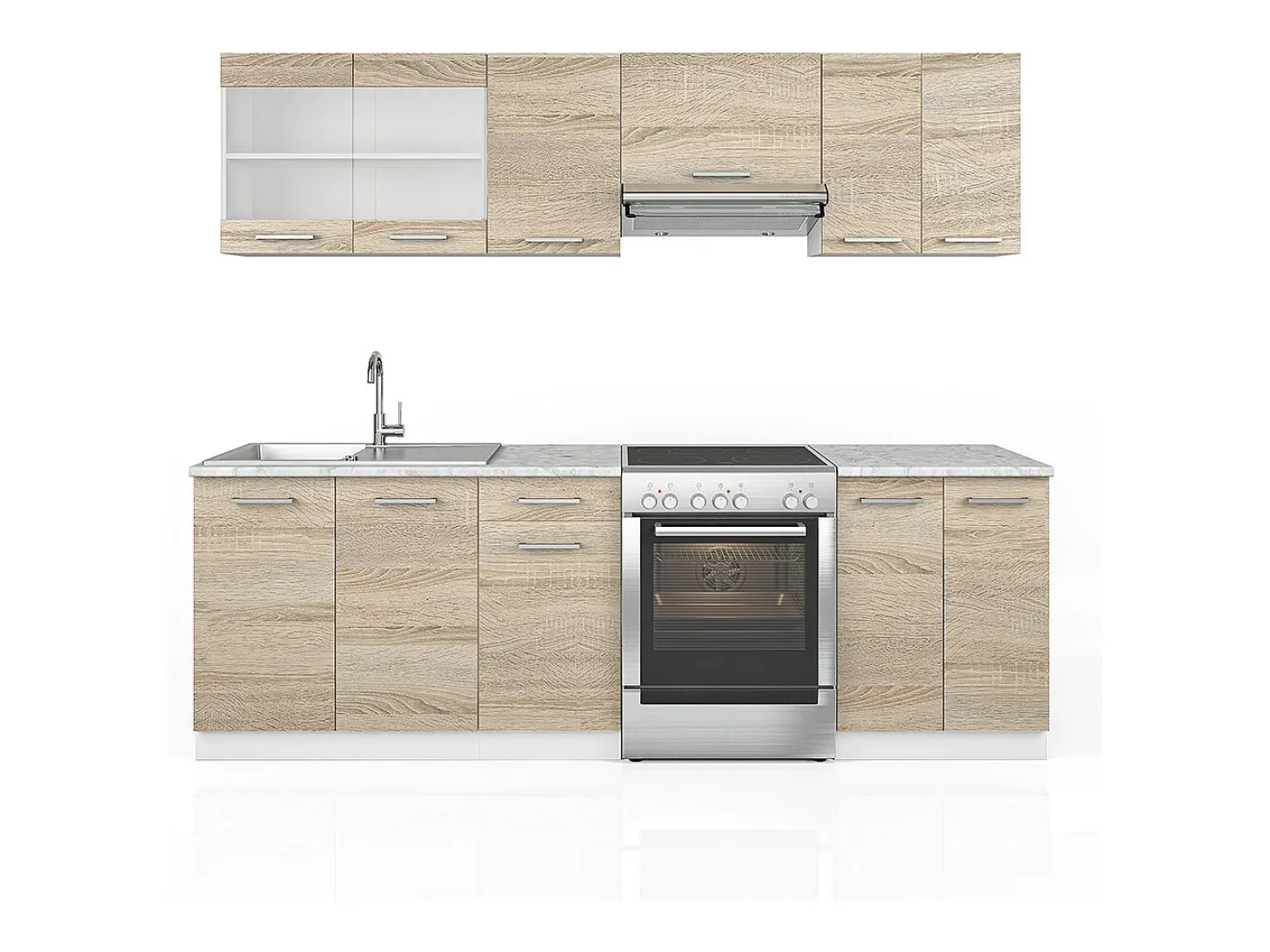 Mueble de cocina sonoma/blanco 240x60x81.6 raul
