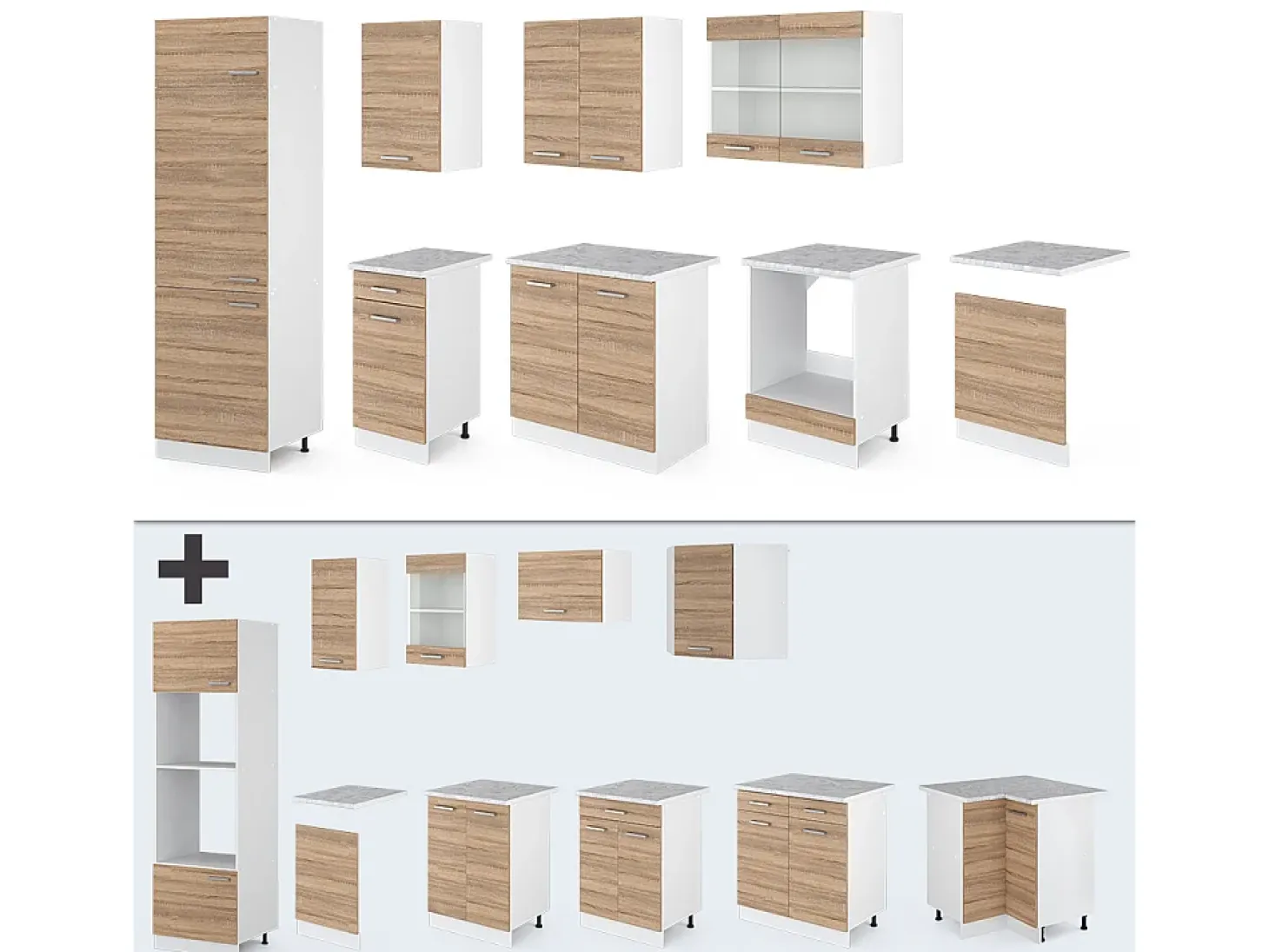 Mueble de cocina sonoma/blanco 300x60x81.6 r-line