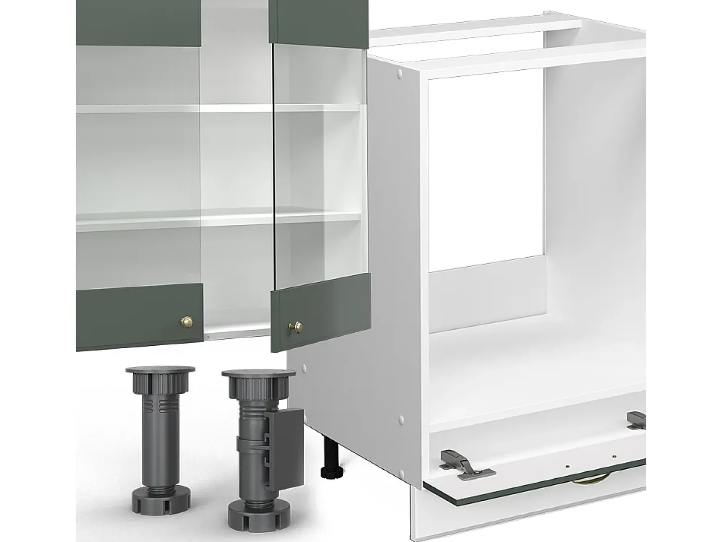 Mueble de cocina verde-dorado casa de campo/blanco 355x46x81.6 fame-line