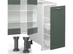Mueble de cocina verde-dorado casa de campo/blanco 280x60x81.6 fame-line