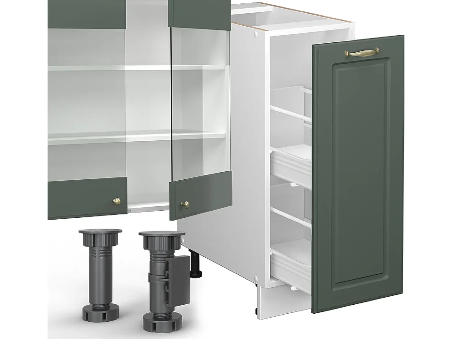 Mueble de cocina verde-dorado casa de campo/blanco 280x60x81.6 fame-line