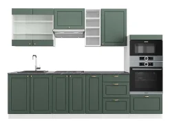 Mueble de cocina verde-dorado casa de campo/blanco 280x60x81.6 fame-line