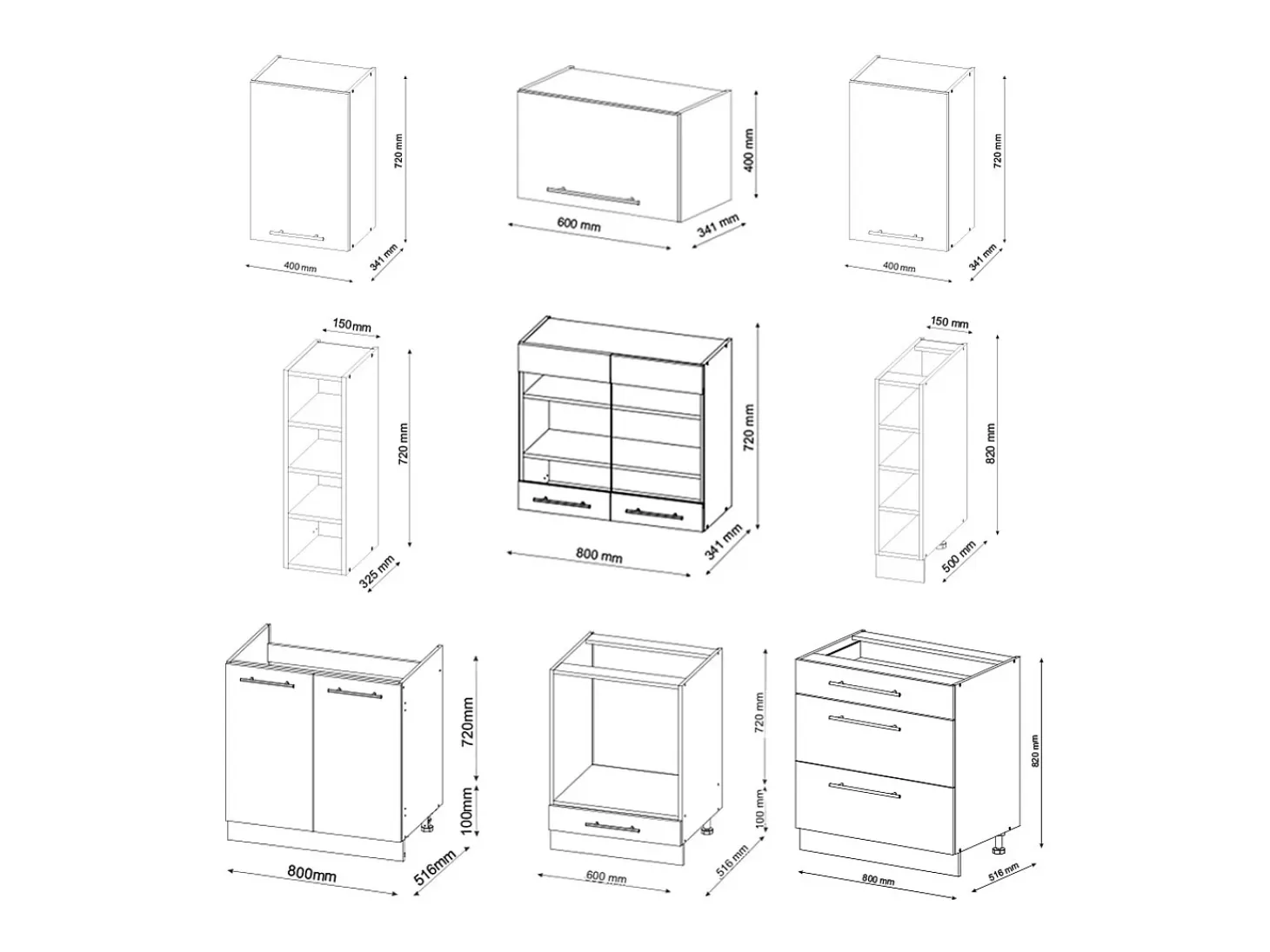 Mueble de cocina verde-dorado casa de campo/blanco 235x60x81.6 fame-line