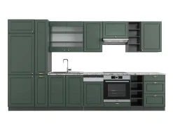 Mueble de cocina verde-dorado casa de campo/antracita 355x60x81.6 fame-line