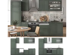 Mueble de cocina verde-dorado casa de campo/antracita 300x60x81.6 fame-line