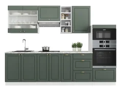 Mueble de cocina verde-dorado casa de campo/blanco 280x46x81.6 fame-line
