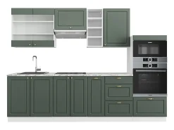 Mueble de cocina verde-dorado casa de campo/blanco 280x46x81.6 fame-line