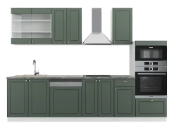 Mueble de cocina verde-dorado casa de campo/blanco 300x60x81.6 fame-line