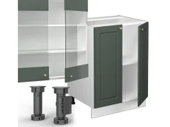 Mueble de cocina verde-dorado casa de campo/blanco 300x60x81.6 fame-line