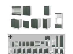 Mueble de cocina verde-dorado casa de campo/blanco 300x60x81.6 fame-line