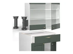 Mueble de cocina verde-dorado casa de campo/blanco 235x46x81.6 fame-line