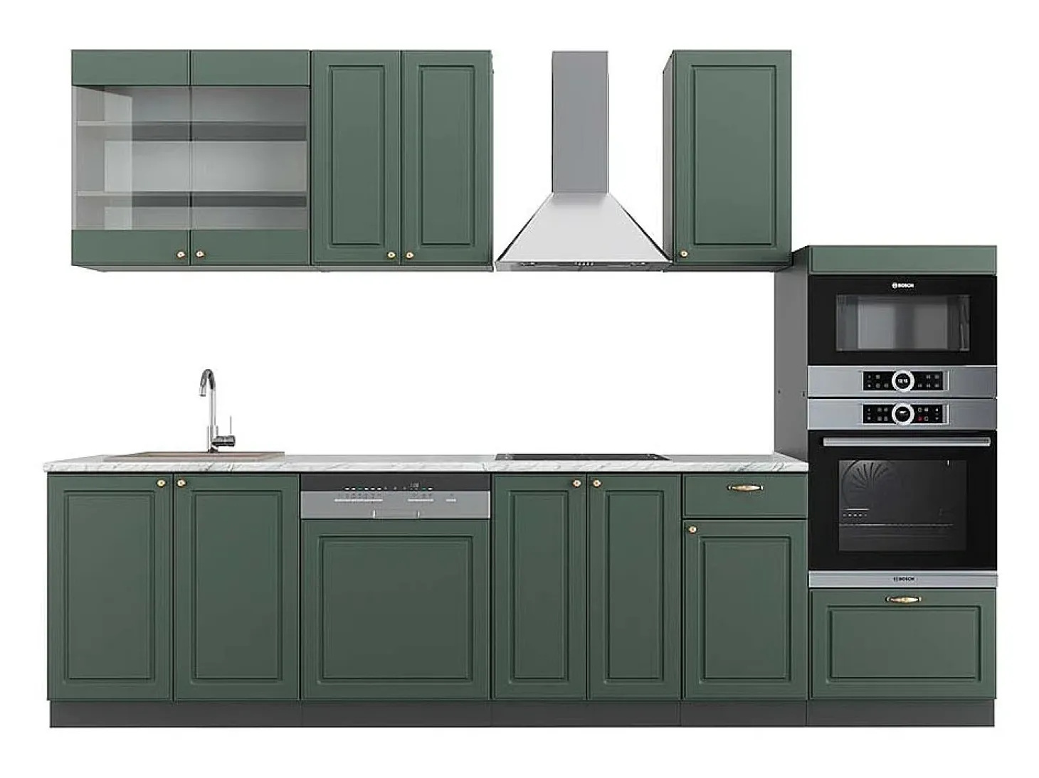 Mueble de cocina verde-dorado casa de campo/antracita 300x60x81.6 fame-line
